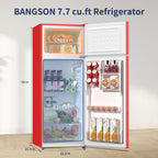 BANGSON 7.7 Cu.Ft Refrigerator with Top Freezer Apartment Size Black