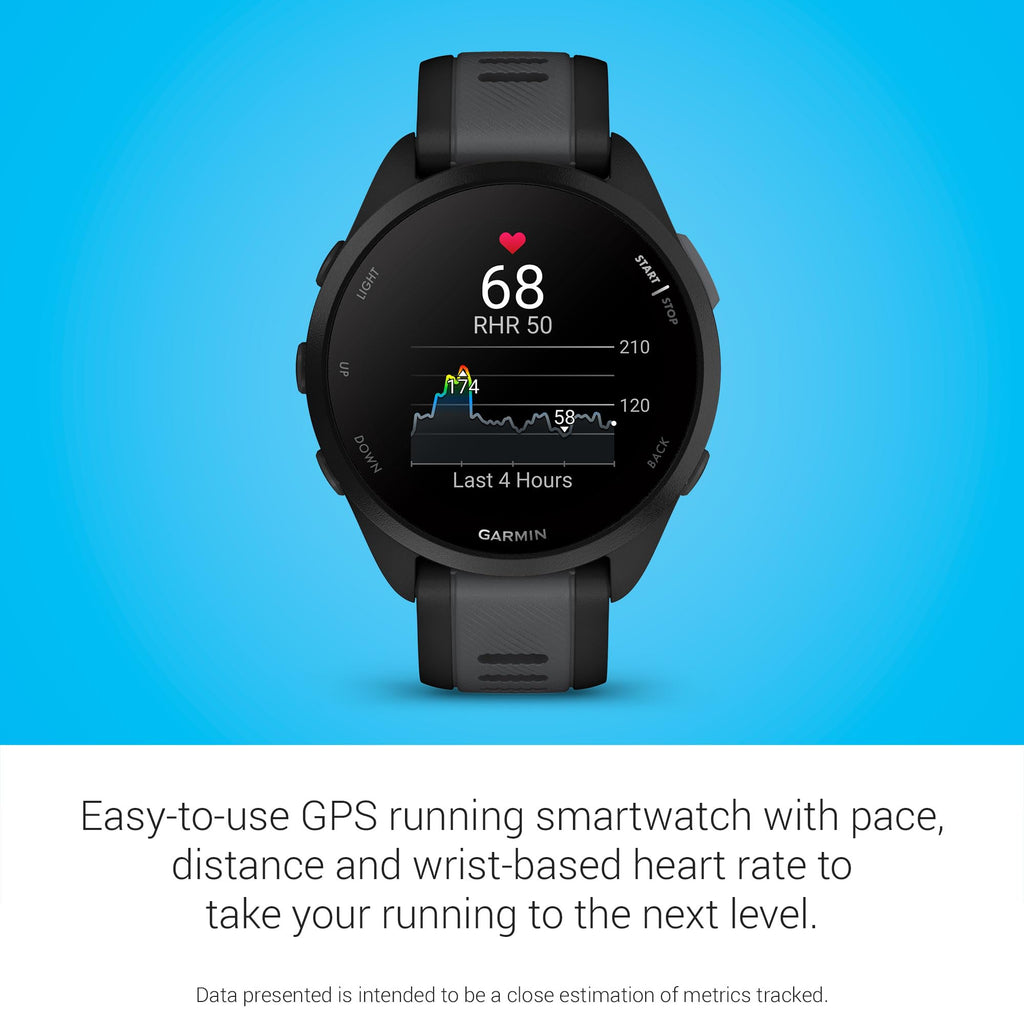 Garmin Forerunner® 165, Running Smartwatch, 43mm, Black