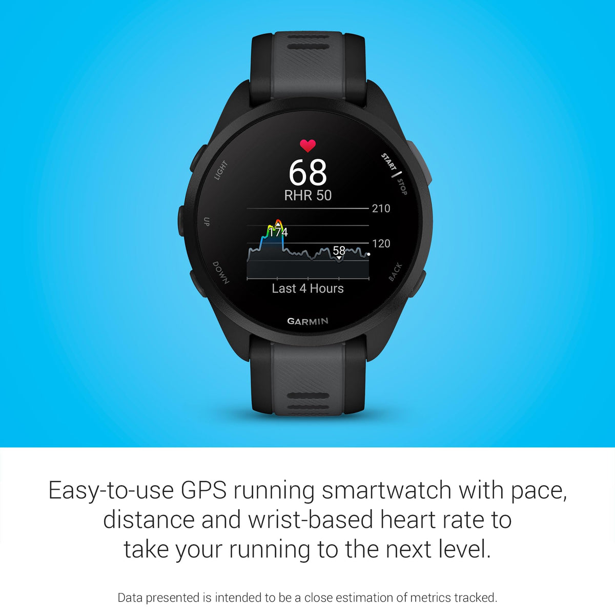 Garmin Forerunner® 165, Running Smartwatch, 43mm, Black