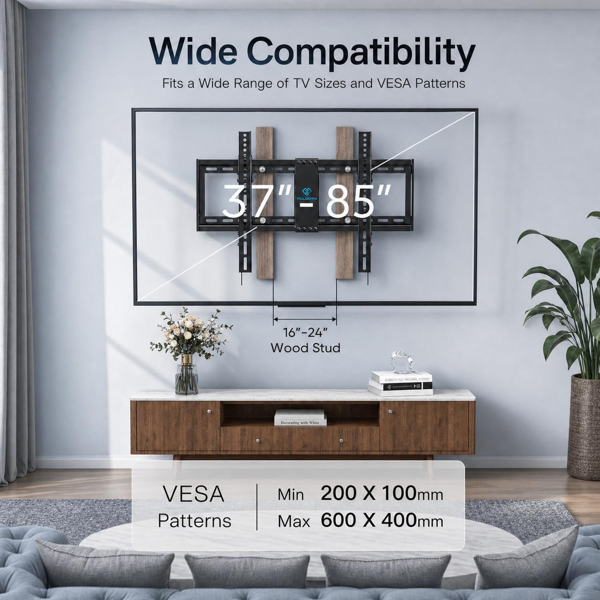 PERLESMITH Tilting TV Wall Mount for 23–60 inch TVs up to 115 lbs