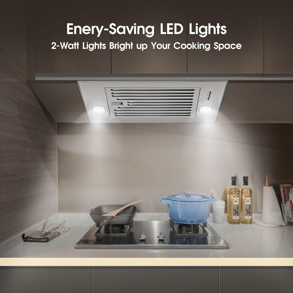 Range Hood Insert 30 inch,Stainless Steel Kitchen Vent Hood 600CFM,Built-in Kitchen Stove Hood w/Front Button Controls and Front LED Lights,Baffle Filters,Ducted/ductless Convertible Duct