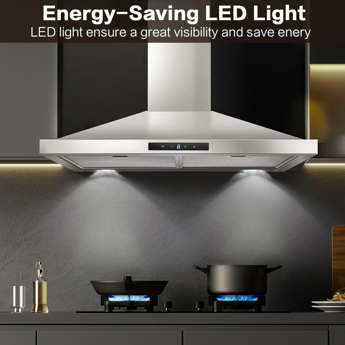 Wall Mount Range Hood 30 inch, 900 CFM Stainless Steel Kitchen Hood