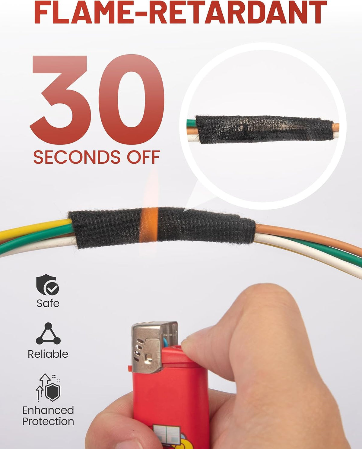 RED WOLF Wiring Harness Tape High Temp Wire Cable Loom Self-Adhesive Fabric Tape for Electrical Automotive Engine Harness Wrap Protection Noise Damping Cables Fixed 3/4 Inch x 50 FT 5 Rolls