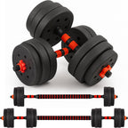 Straame 20KG Adjustable Dumbbell & Barbell Set, 2-in-1 Home Gym Weights Kit