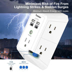 Multi Plug Wall Outlet Surge Protector with 6-Outlet & 4 USB Ports(2USB-C)