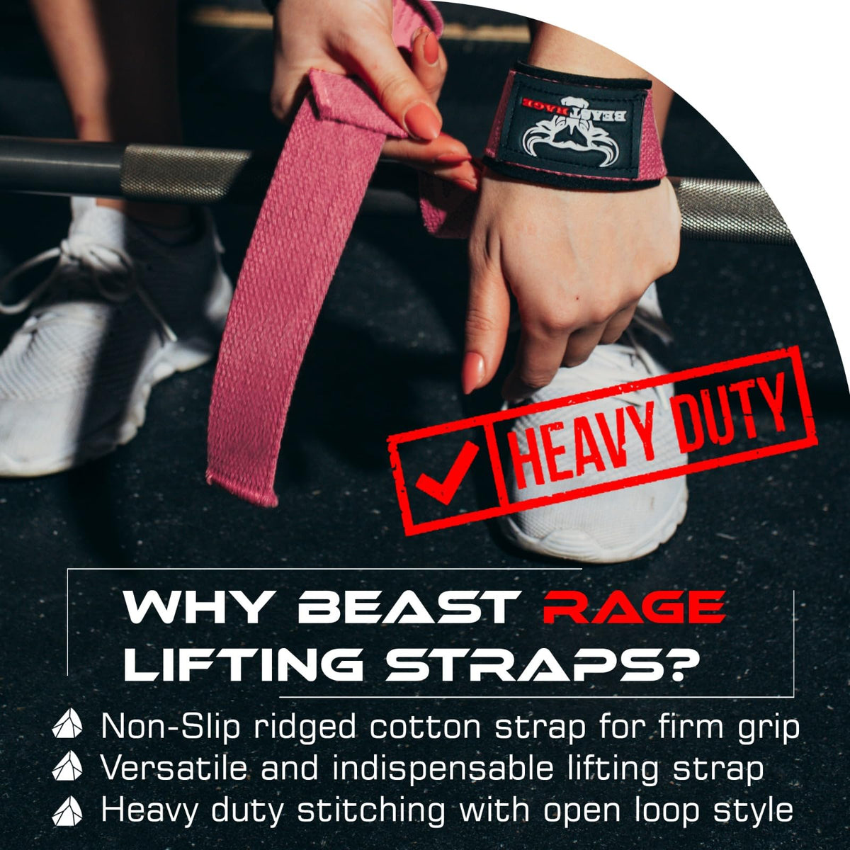 BEAST RAGE Weight Lifting Straps Fitness Padded Cotton Wrist Support Gel Advanced Grips Dumbbell Bar Wraps Heavy Duty Gym Bodybuilding Straps Power Deadlift Barbells Non Slip Exercise