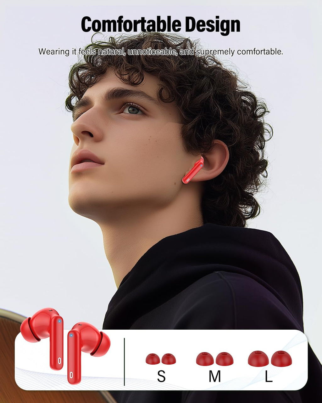 Wireless Earbuds, Bluetooth 5.4 Headphones Bass Stereo/Clear Calls, White