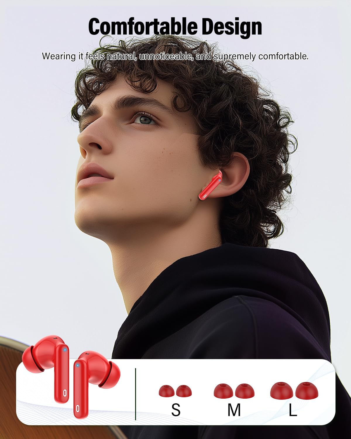 Wireless Earbuds, Bluetooth 5.4 Headphones Bass Stereo/Clear Calls, White