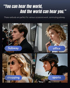 Kinglucky Clip-On Earbuds Gen 3, Open-Ear Wireless Bluetooth 6.0 Headphones with Mic, Secure Fit for Small Ears & Glasses Wearers, 50H Playtime, LED Digital Display, ENC, IPX5 Waterproof(Balck)