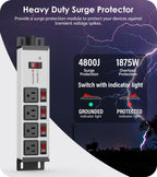 CCCEI 12 Gauge Heavy Duty Surge Protector, Black, 6FT, 1