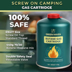 Green Haven Camping Gas Canisters | Butane Propane Mix, EN417 C500 Packs