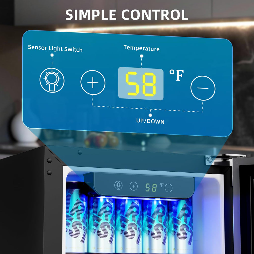 Antarctic Star 18L Mini Fridge Cooler 24Can, Beverage Refrigerator with Quiet Compressor, LED Light,Freestanding Small Fridge with Electronic Temperature Control for Home and Bar(40-61 ℉)