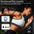 HAOYUYAN Wireless Earbuds, Sports Bluetooth Headphones, 80Hrs Playtime Ear Buds with LED Power Display, Noise Canceling Headset, IPX7 Waterproof Earphones for Workout/Running (Camel)