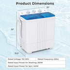 Giantex Portable Washing Machine, 20lbs Capacity, 12lbs Washer and 8lbs Spinner, Compact for Apartment RV, Gray & White, GX20313-PE