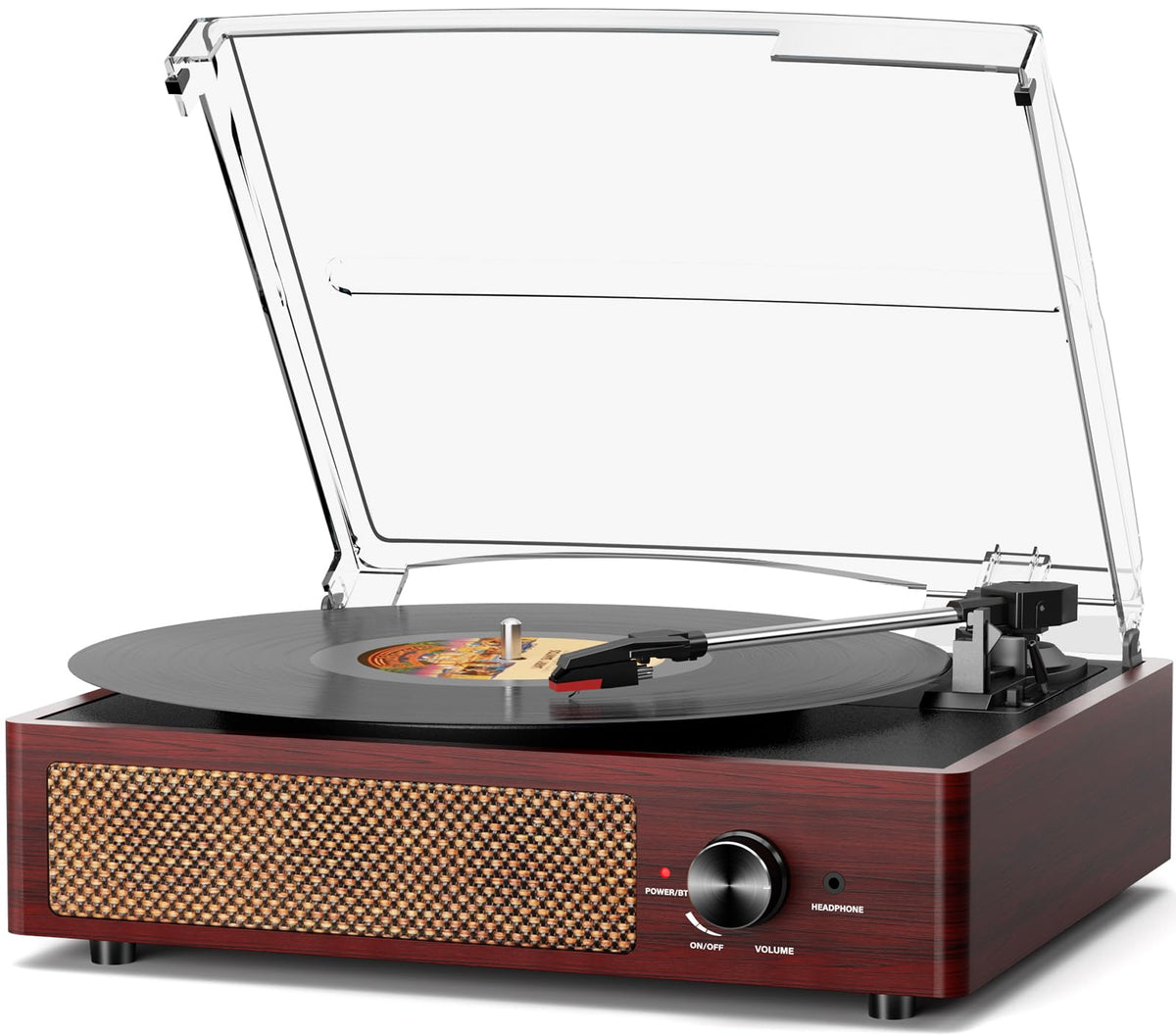 Vinyl Record Player Turntable with Built-in Bluetooth Receiver & 2 Stereo Speakers, 3 Speed 3 Size Portable Retro Record Player for Entertainment and Home Decoration