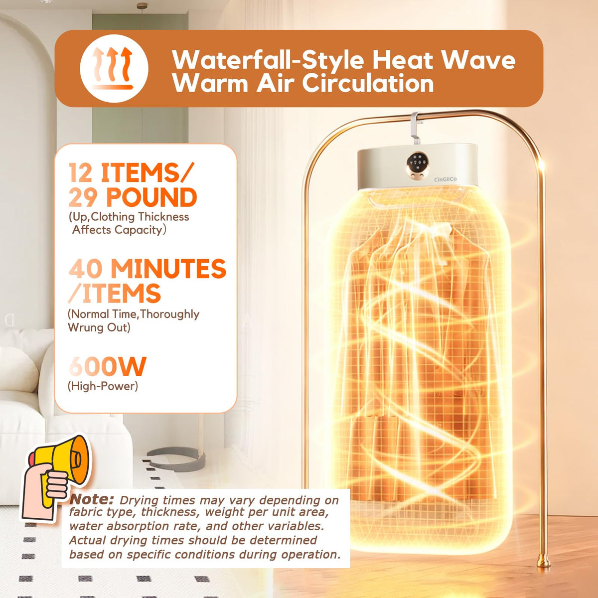 Portable Clothes Dryer, Clothes Dryer Hold 12 Items Up, With Time Setting、Remote Control, Portable Dryers For Laundry, Apartments, RV, Travel, Low noise、Energy Saving (Grey)