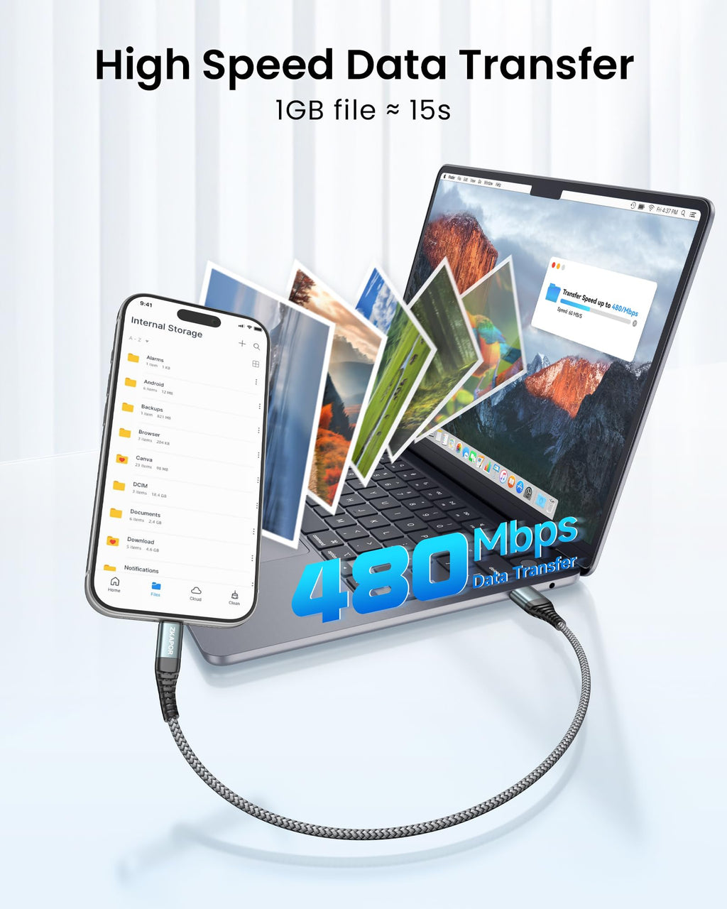 ZKAPOR Short USB C Cable 30CM, Type C Charger Cable 3A Fast Charging USB C
