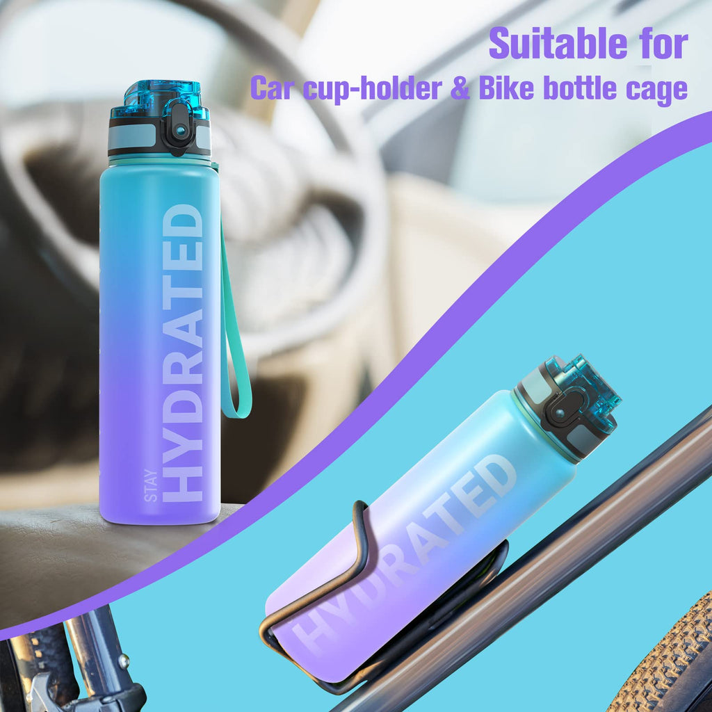 Sahara Sailor Water Bottle 1L, Leakproof Tritan Bottle with Time Marker