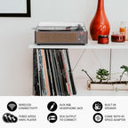 Seasonlife® Retro Vinyl Record Player with Stereo Speakers,Walnut Brown