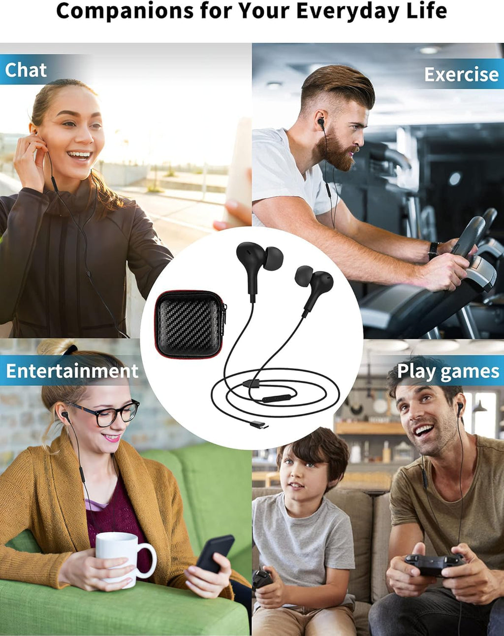 USB C Headphone for Samsung S26 S25 FE S24 A16 A17 Z Wired Earbuds Magnetic