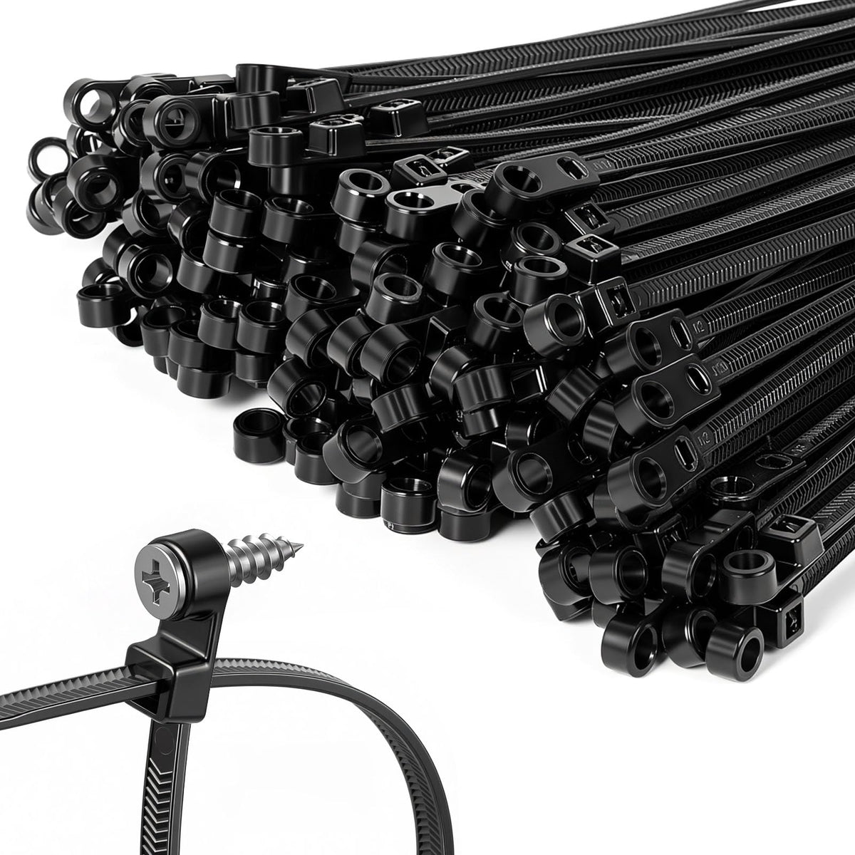 Rythcraft 12" Cable Zip Ties Heavy Duty, 200 LBS Test Tilted Tooth, 80 Pack