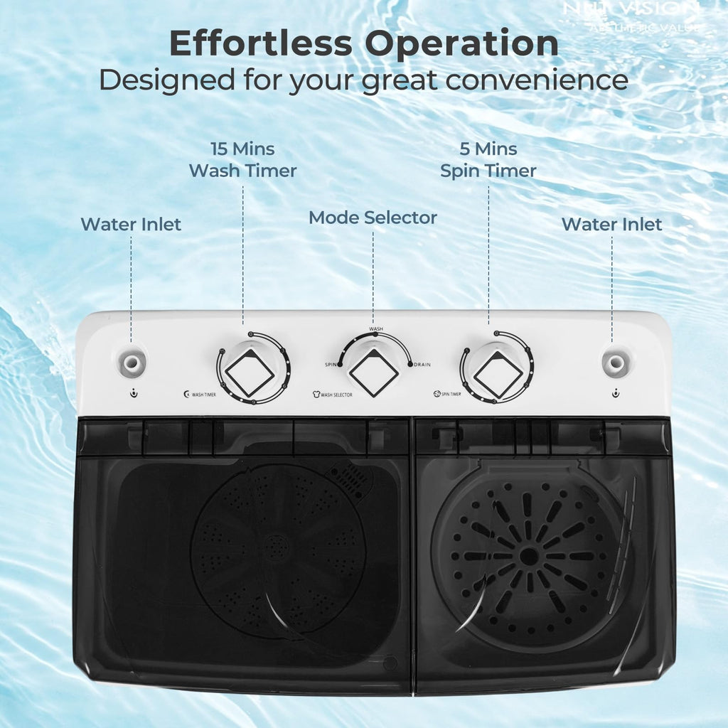 Giantex Portable Washing Machine, 20lbs Capacity, 12lbs Washer and 8lbs Spinner, Compact for Apartment RV, Gray & White, GX20313-PE