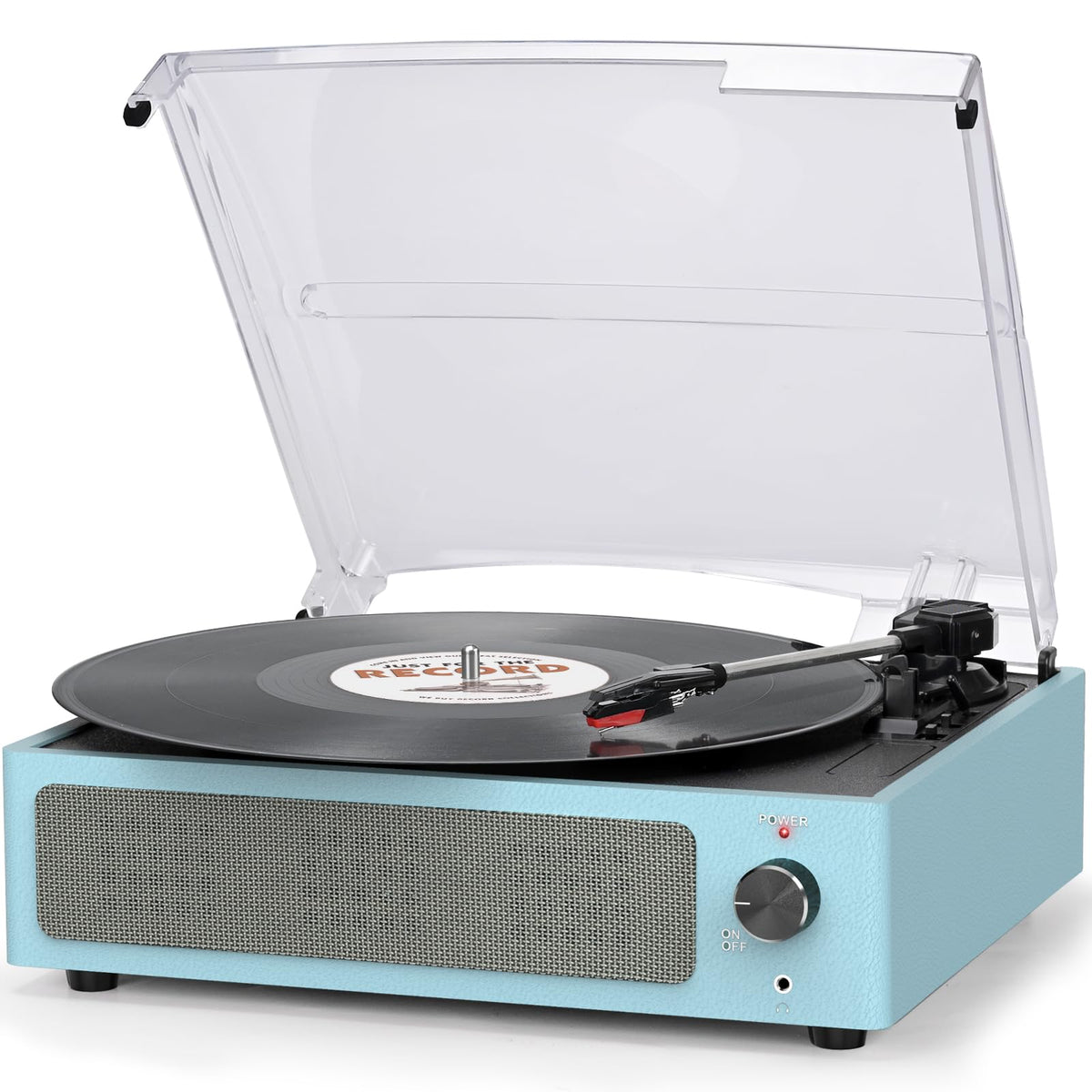 Seasonlife® Retro Vinyl Record Player with Stereo Speakers,Walnut Brown