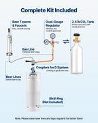VEVOR Beer Kegerator, Single Tap Commercial Draft Beer Dispenser for D system, Full Size Keg Refrigerator with 5lbs CO2 Tank, Hold 2 Sixth / 2 Ball lock keg, Black