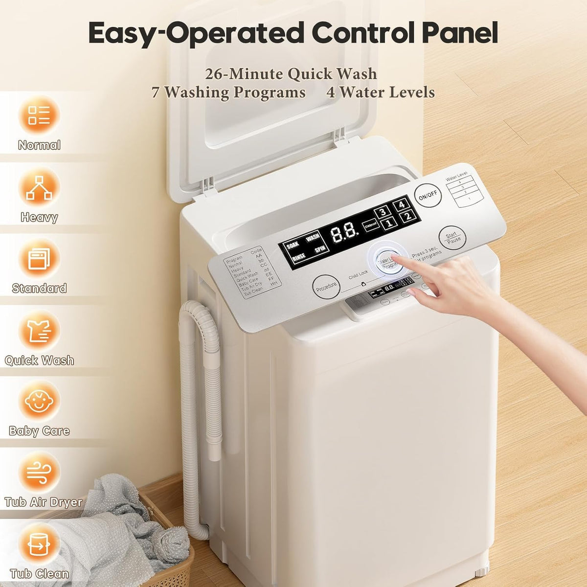 Auertech Portable Washer and Dryer Combo Set, 2.8 CU. FT. Portable Clothes Dryers with Boot Dryer, 28 lbs Fully Automatic Washing Machine, Compact Washer and Dryer for Apartment, RV, Dorm