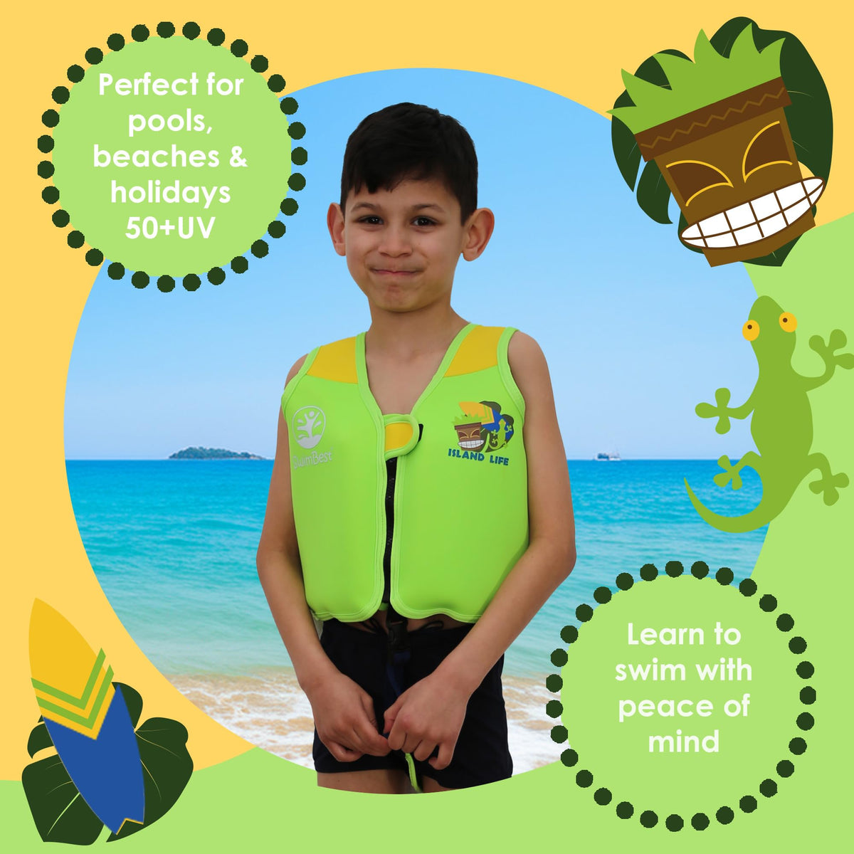 SwimBest Swim Vest - For Baby, Toddler & Kids. Adjustable Buoyancy Swim Jacket, ideal for pools/beaches/holidays & Learning to Swim