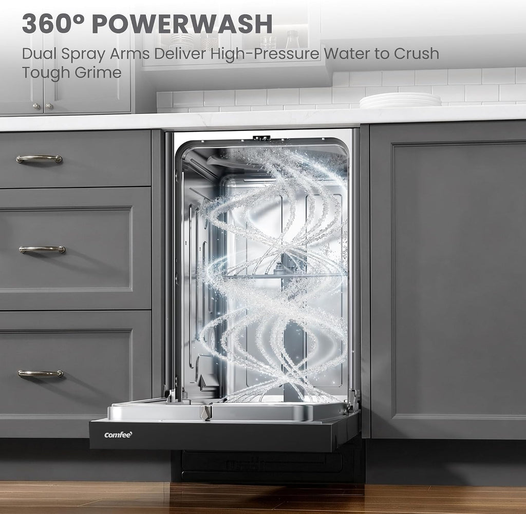 COMFEE' 18 Inch Built-in Dishwasher, Energy Star & NSF, Stainless Steel Tub