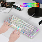 Snpurdiri 60% Wired Mechanical Gaming Keyboard, Ice Blue LED Backlit 61 Keys Mini Wired Office Keyboard for Windows Laptop PC Mac (Black-White, Red Switches)