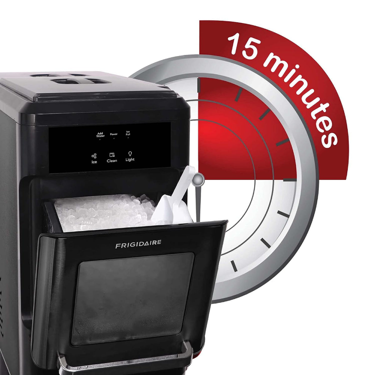 Frigidaire EFIC237 Countertop Crunchy Chewable Nugget Ice Maker, 44lbs per day, Black Stainless