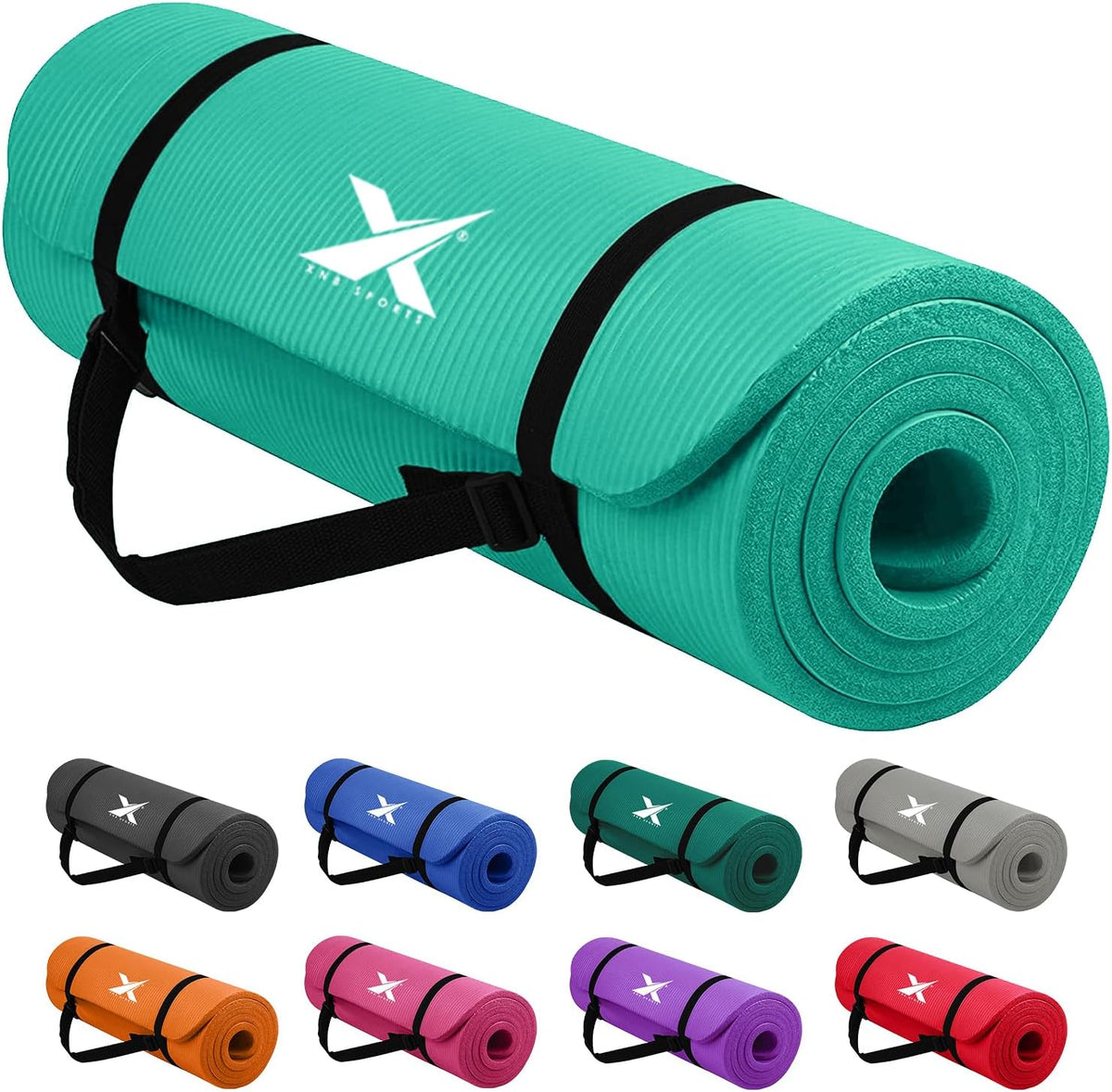 XN8 Sports Yoga Mat 10mm & 15mm Thick NBR Exercise Mat with Carry Strap