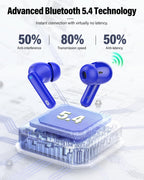Wireless Earbuds, Bluetooth 5.4 Headphones Bass Stereo/Clear Calls, White