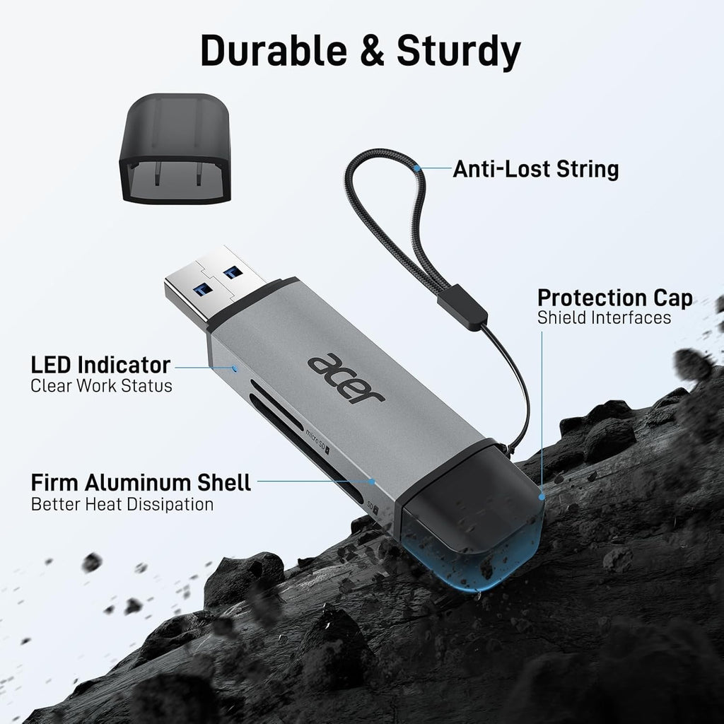 Acer SD Card Reader, USB C & USB 3.0 Memory Card Reader Adapter
