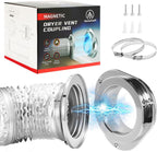 DV180 Magnetic Dryer Vent Kit, Airtight Seal Magntic Drver Vent Connector Kit, Including 6-Ply Aluminum Foil Duct and 2 Clamps, Easy to Clean Quick Connector
