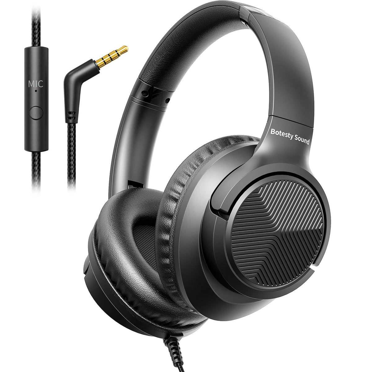 Botesty Sound Headphones Wired with Mic for School, 3.5mm Plug in, Purple
