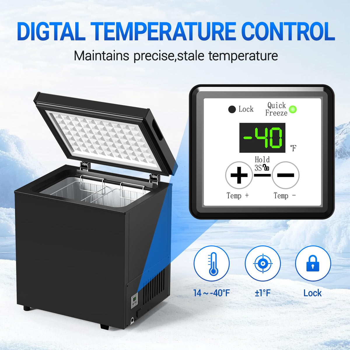 Chest Freezer Low temperature quick freeze 14℉ to -40℉ Compact Freezer - 2 Removable Baskets Match Day Parties, Home Bar Game Day &Beaded Ice Cream & Frozen Storage (Red, 1.8 Cubic Feet)