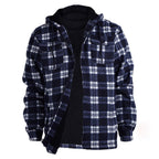 Lumberjack Mens Flannel Jackets Sherpa Lined Fleece Zip Up Winter Warm Workout Padded Plaid Sweatshirt with Hood