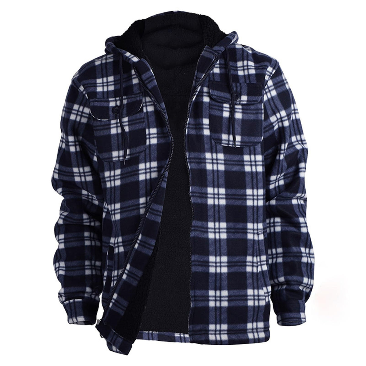 Lumberjack Mens Flannel Jackets Sherpa Lined Fleece Zip Up Winter Warm Workout Padded Plaid Sweatshirt with Hood