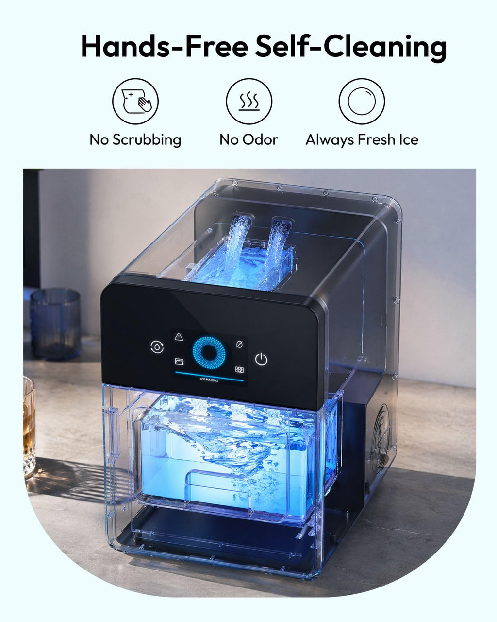 EUHOMY 2.4" Ice Ball Maker Countertop, 3Pcs Ready in 40Mins, 108Pcs/Day, Self-Cleaning Sphere Ice Maker Machine with Crystal Clear Ice, Round Ice Cube Maker for Whiskey & Bourbon