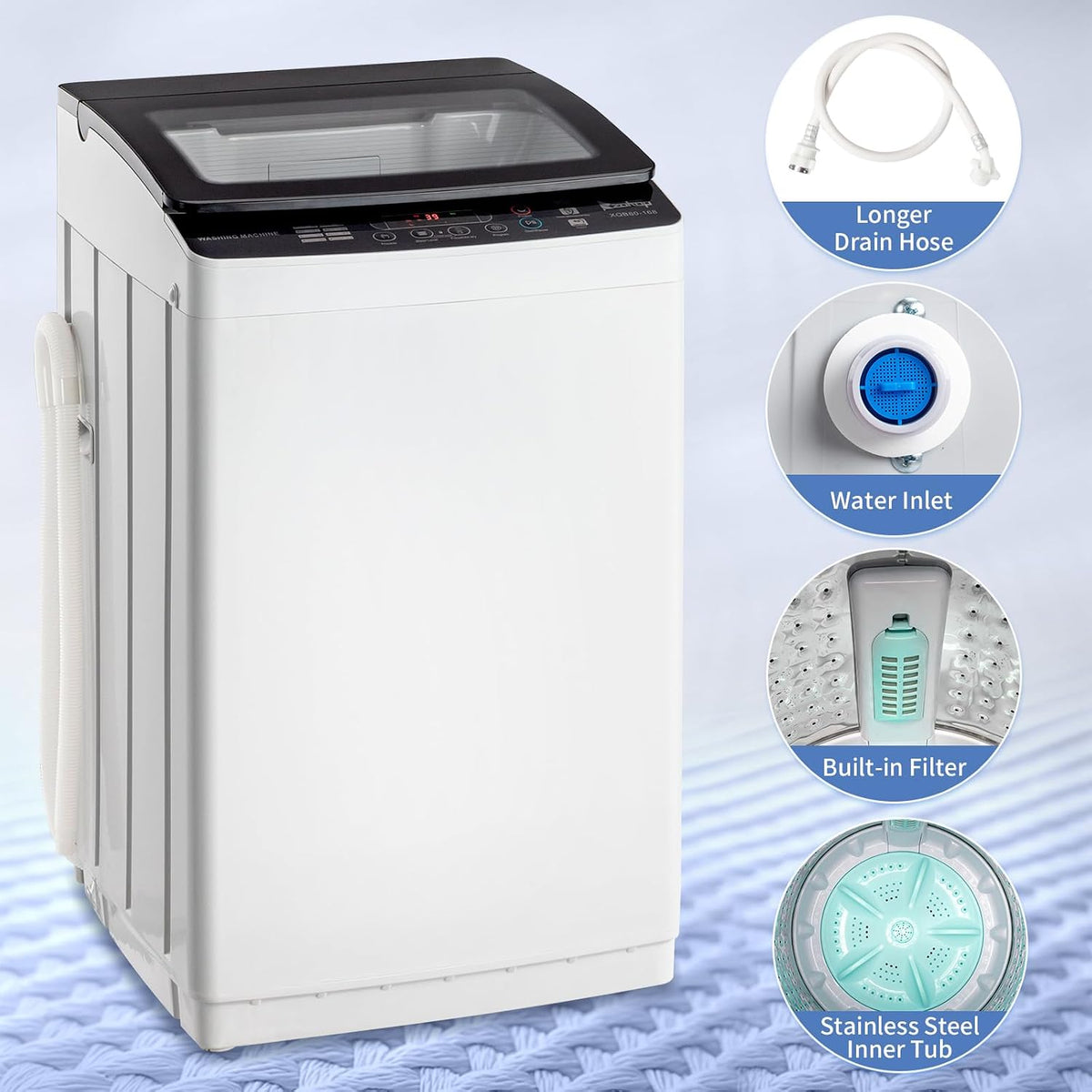Winado 15.6LBS Full Automatic Portable Washing Machine with Drain Pump