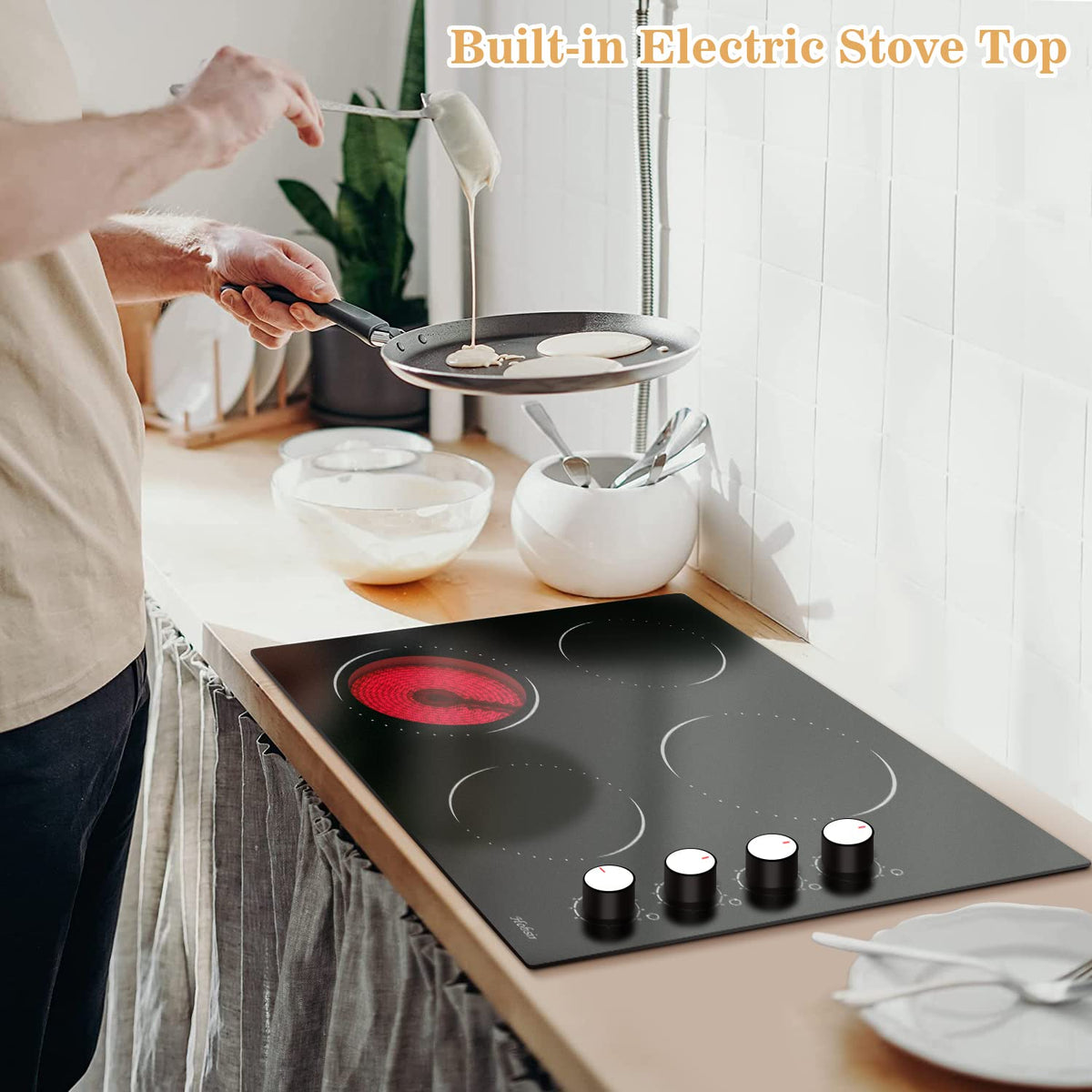 Hobsir 2 Burner Electric Cooktop 110V Plug In 2000W, Countertop & Built-in
