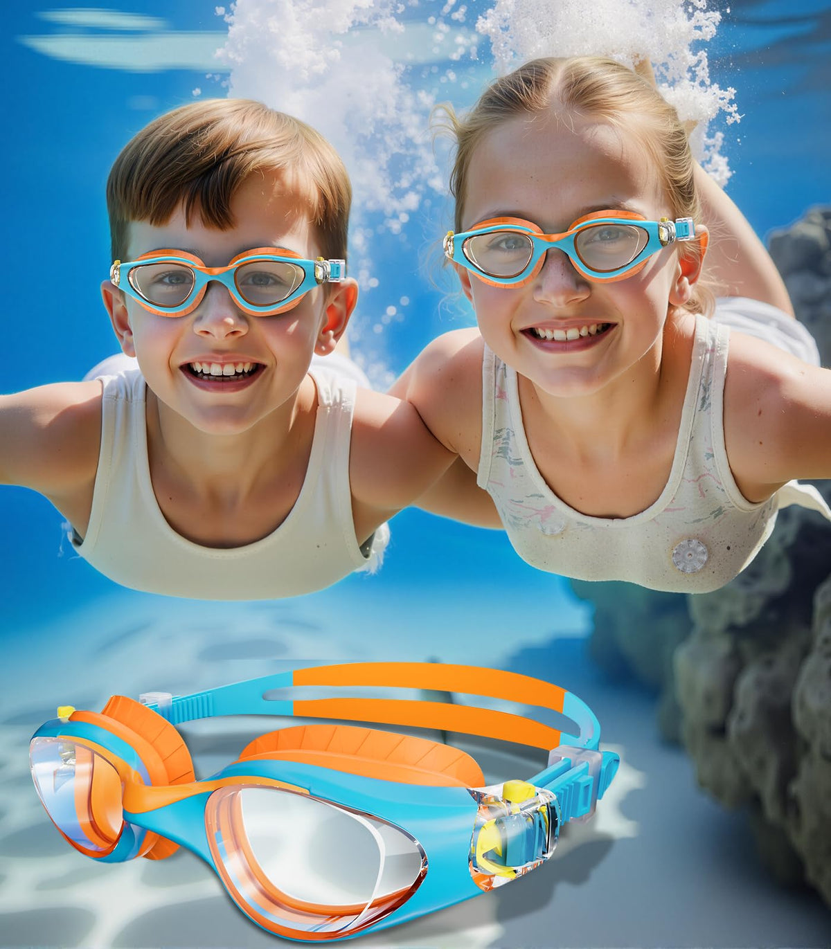 Kids Swimming Goggles for Boys & Girls Aged 6-14, Anti-Fog