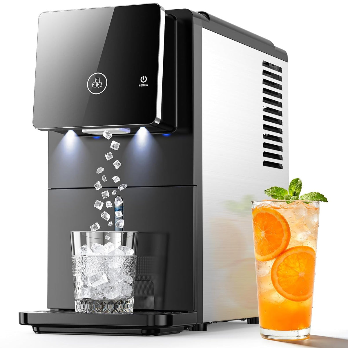 COWSAR Nugget Countertop Ice Maker, Automatic Ice Dispenser, 33 lbs/Day Chewable Pellet Ice Machine with Self-Cleaning & Measured Dispensing, Portable Ice Maker for Home, Kitchen, Office