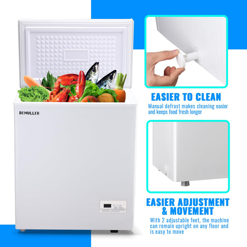 Mini Chest Freezer Compact Deep Freezing Machine with Electronic Temperature Control (Accurate to 1 ℉) Freestanding Small Freezer with 2 Removable Storage Baskets Black