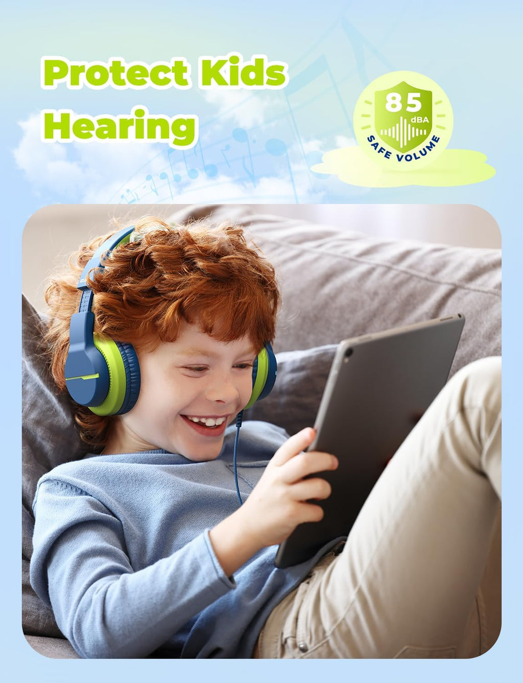 iClever HS19 Kids Headphones with Cord, Toddler Headphones for Boys Girls