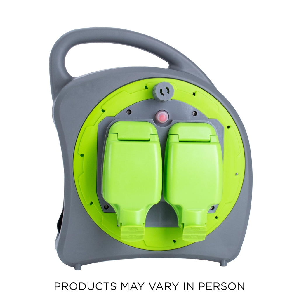 STATUS 2 Socket Cable Reel,10m Green Outdoor Extension Lead, Heavy Duty, 13 Amp, Thermal Cut Out Overload Protection, Ideal for Garden Power Tools,DIY Use, Workshop (S13A10MCR3)