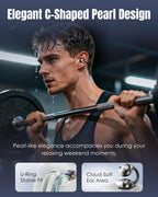 Kinglucky Clip-On Earbuds Gen 3, Open-Ear Wireless Bluetooth 6.0 Headphones with Mic, Secure Fit for Small Ears & Glasses Wearers, 50H Playtime, LED Digital Display, ENC, IPX5 Waterproof(Balck)